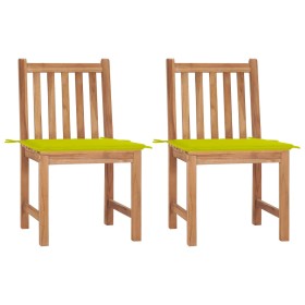 Sillas de jardín 2 unidades madera maciza de teca con cojines de , Sillas de jardín - Ref: Foro24-3062927, Precio: 237,90 €, ...