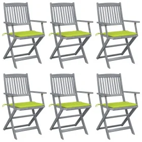 Sillas de jardín plegables 6 uds cojines madera maciza acacia de , Sillas de jardín - Ref: Foro24-3065418, Precio: 304,56 €, ...