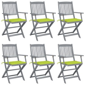 Sillas de jardín plegables 6 uds cojines madera maciza acacia de , Sillas de jardín - Ref: Foro24-3065418, Precio: 313,26 €, ...