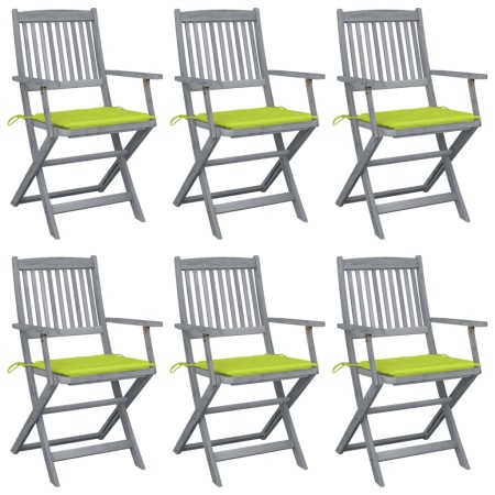 Sillas de jardín plegables 6 uds cojines madera maciza acacia de , Sillas de jardín - Ref: Foro24-3065418, Precio: 313,26 €, ...