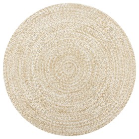 Alfombra de yute tejida a mano blanco y natural 90 cm en Alfombras | Comprar online en Foru.es