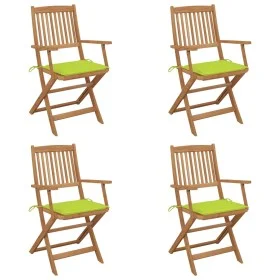 Sillas de jardín plegables 4 uds y cojines madera maciza acacia de , Sillas de jardín - Ref: Foro24-3064628, Precio: 210,94 €...