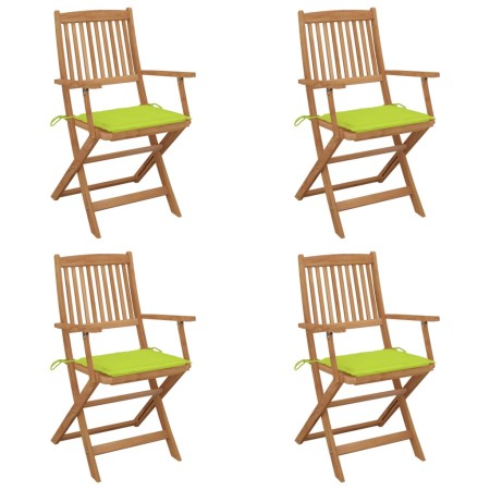 Sillas de jardín plegables 4 uds y cojines madera maciza acacia de , Sillas de jardín - Ref: Foro24-3064628, Precio: 236,52 €...