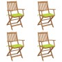 Sillas de jardín plegables 4 uds y cojines madera maciza acacia de , Sillas de jardín - Ref: Foro24-3064628, Precio: 236,52 €...