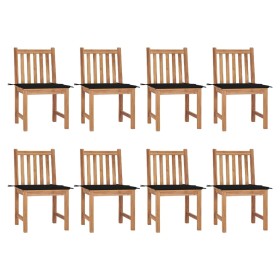 Sillas de jardín 8 unidades madera de teca con cojines de , Sillas de jardín - Ref: Foro24-3073149, Precio: 995,42 €, Descuen...