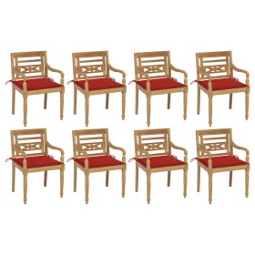 Sillas Batavia 8 unidades madera maciza de teca con cojines de , Sillas de jardín - Ref: Foro24-3073355, Precio: 1,00 €, Desc...