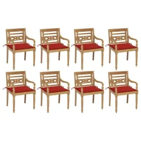 Sillas Batavia 8 unidades madera maciza de teca con cojines de , Sillas de jardín - Ref: Foro24-3073355, Precio: 1,00 €, Desc...