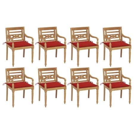 Sillas Batavia 8 unidades madera maciza de teca con cojines de , Sillas de jardín - Ref: Foro24-3073355, Precio: 1,00 €, Desc...