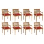 Sillas Batavia 8 unidades madera maciza de teca con cojines de , Sillas de jardín - Ref: Foro24-3073355, Precio: 1,00 €, Desc...