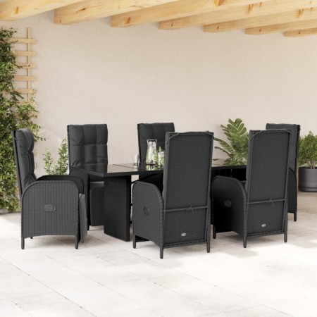 Set de comedor de jardín 7 pzas y cojines ratán sintético negro de , Conjuntos de jardín - Ref: Foro24-3213530, Precio: 915,5...