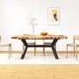 Mesa de comedor madera maciza de mango y cruz de acero 180 cm en Mesas de comedor | Comprar online en Foru.es