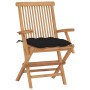 Sillas de jardín 2 uds madera maciza de teca con cojines negros de , Sillas de jardín - Ref: Foro24-3062509, Precio: 204,05 €...