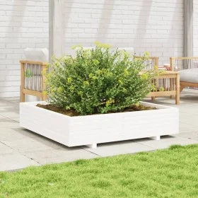 Jardinera de madera maciza de pino blanca 110x110x26,5 cm de , Maceteros y jardineras - Ref: Foro24-847324, Precio: 142,24 €,...