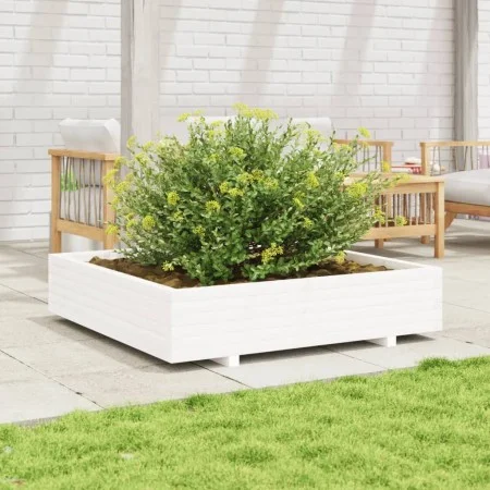 Jardinera de madera maciza de pino blanca 110x110x26,5 cm de , Maceteros y jardineras - Ref: Foro24-847324, Precio: 142,24 €,...