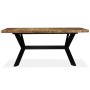 Mesa de comedor madera maciza de mango y cruz de acero 180 cm en Mesas de comedor | Comprar online en Foru.es