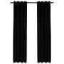 Cortinas opacas con ojales look de lino 2 pzas negro 140x245 cm de vidaXL, Cortinas y visillos - Ref: Foro24-321154, Precio: ...