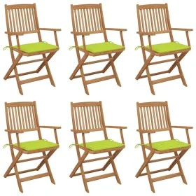 6 Stück klappbare Gartenstühle und Kissen aus massivem Akazienholz von , Gartenstühle - Ref: Foro24-3074951, Preis: 343,82 €,...