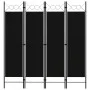 Biombo divisor de 4 paneles negro 160x180 cm de vidaXL, Divisores de ambientes - Ref: Foro24-320705, Precio: 39,64 €, Descuen...