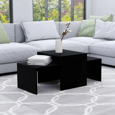 Set de mesas de centro madera contrachapada negro 100x48x40 cm de vidaXL, Mesas de centro - Ref: Foro24-802913, Precio: 49,65...