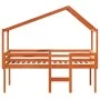 Cama alta con techo madera maciza de pino marrón cera 90x200 cm de , Camas y somieres - Ref: Foro24-3282054, Precio: 220,35 €...
