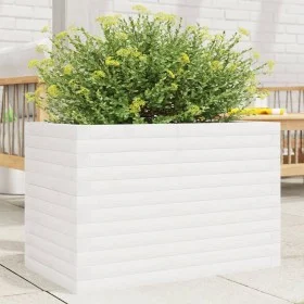 Jardinera de madera maciza de pino blanca 70x40x46 cm de , Maceteros y jardineras - Ref: Foro24-3282440, Precio: 129,92 €, De...