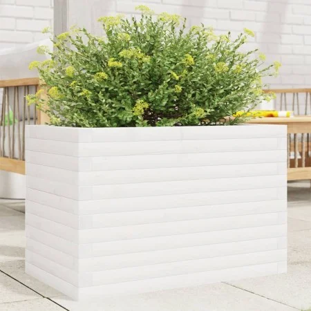 Jardinera de madera maciza de pino blanca 70x40x46 cm de , Maceteros y jardineras - Ref: Foro24-3282440, Precio: 129,92 €, De...