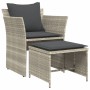 Sillón de jardín con reposapiés ratán sintético gris claro de , Conjuntos de jardín - Ref: Foro24-368621, Precio: 121,12 €, D...