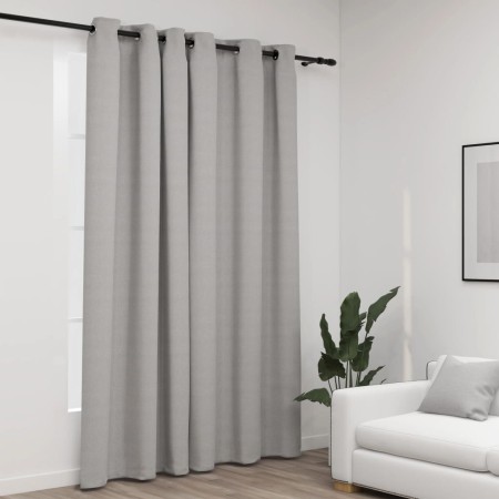 Cortina opaca con ojales look de lino gris 290x245 cm de vidaXL, Cortinas y visillos - Ref: Foro24-321171, Precio: 43,51 €, D...