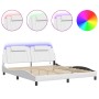 Estructura cama con luces LED cuero sintético blanco 180x200 cm de , Camas y somieres - Ref: Foro24-3214037, Precio: 263,77 €...