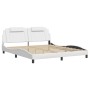 Estructura cama con luces LED cuero sintético blanco 180x200 cm de , Camas y somieres - Ref: Foro24-3214037, Precio: 263,77 €...