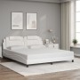 Estructura cama con luces LED cuero sintético blanco 180x200 cm de , Camas y somieres - Ref: Foro24-3214037, Precio: 263,77 €...
