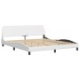 Estructura cama con luces LED cuero sintético blanco 180x200 cm de , Camas y somieres - Ref: Foro24-3214037, Precio: 263,77 €...