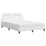 Cama con colchón cuero sintético blanco 140x190 cm de , Camas y somieres - Ref: Foro24-3208790, Precio: 420,93 €, Descuento: %
