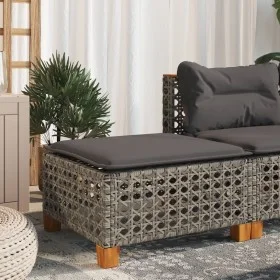 Taburete de jardín y cojín ratán sintético gris 63,5x56x32 cm de , Otomanas de exterior - Ref: Foro24-365933, Precio: 71,91 €...