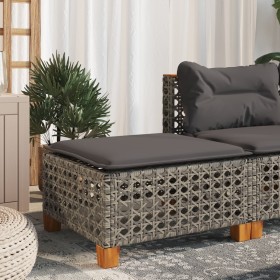 Taburete de jardín y cojín ratán sintético gris 63,5x56x32 cm de , Otomanas de exterior - Ref: Foro24-365933, Precio: 73,16 €...