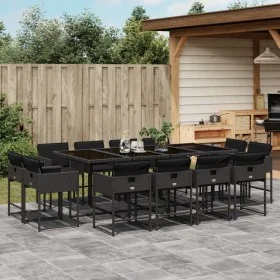 Set comedor de jardín con cojines 13 pzas ratán sintético negro de , Conjuntos de jardín - Ref: Foro24-3278166, Precio: 925,2...