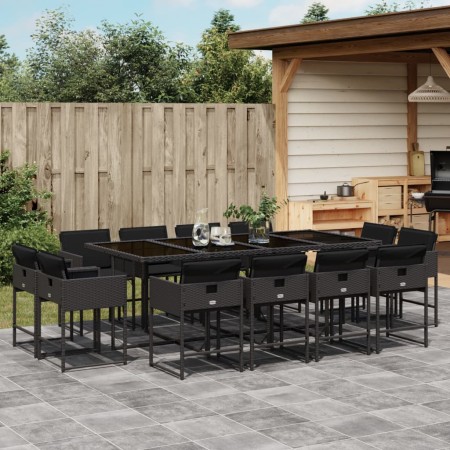 Set comedor de jardín con cojines 13 pzas ratán sintético negro de , Conjuntos de jardín - Ref: Foro24-3278166, Precio: 708,9...