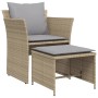 Sillón de jardín con reposapiés ratán sintético beige de , Conjuntos de jardín - Ref: Foro24-368619, Precio: 121,12 €, Descue...