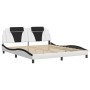Estructura de cama con cabecero cuero sintético blanco y negro de , Camas y somieres - Ref: Foro24-3208116, Precio: 256,21 €,...