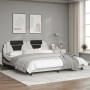 Estructura de cama con cabecero cuero sintético blanco y negro de , Camas y somieres - Ref: Foro24-3208116, Precio: 256,21 €,...