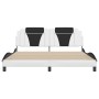 Estructura de cama con cabecero cuero sintético blanco y negro de , Camas y somieres - Ref: Foro24-3208116, Precio: 256,21 €,...