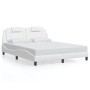 Estructura de cama con luces LED cuero PE blanco 160x200 cm de , Camas y somieres - Ref: Foro24-3214030, Precio: 215,21 €, De...