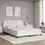 Estructura de cama con luces LED cuero PE blanco 160x200 cm de , Camas y somieres - Ref: Foro24-3214030, Precio: 215,21 €, De...