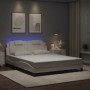 Estructura de cama con luces LED cuero PE blanco 160x200 cm de , Camas y somieres - Ref: Foro24-3214030, Precio: 215,21 €, De...