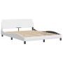 Estructura de cama con luces LED cuero PE blanco 160x200 cm de , Camas y somieres - Ref: Foro24-3214030, Precio: 215,21 €, De...