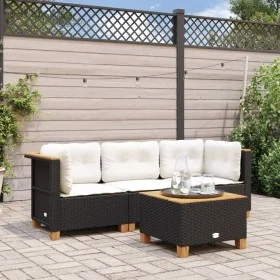 3-Sitzer-Gartensofa mit schwarzen synthetischen Rattankissen von , Outdoor-Sofas - Ref: Foro24-365917, Preis: 251,99 €, Rabat...