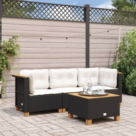 Sofá de jardín de 3 plazas con cojines ratán sintético negro de , Sofás de exterior - Ref: Foro24-365917, Precio: 223,52 €, D...