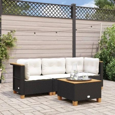 3-seater garden sofa with black synthetic rattan cushions by , Outdoor sofas - Ref: Foro24-365917, Price: 251,99 €, Discount: %