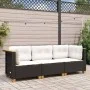 3-seater garden sofa with black synthetic rattan cushions by , Outdoor sofas - Ref: Foro24-365917, Price: 251,99 €, Discount: %
