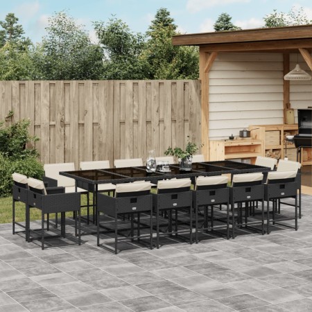 Set comedor de jardín con cojines 15 pzas ratán sintético negro de , Conjuntos de jardín - Ref: Foro24-3278177, Precio: 830,9...